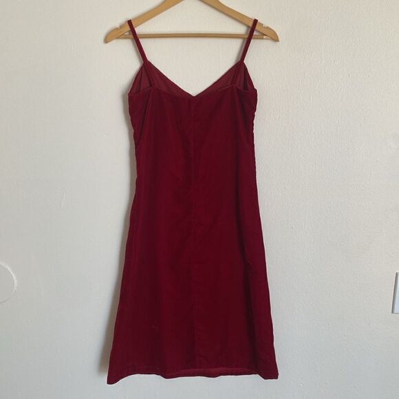 Zara Red Velvet 90's Style Mini Dress Size Medium - Picture 6 of 11